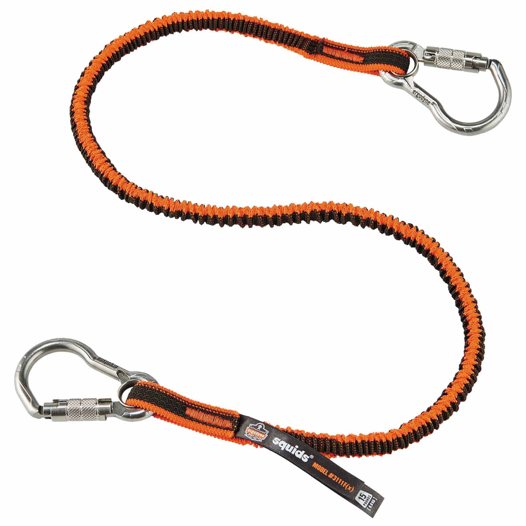 Ergodyne 19823 3111F(x) Standard Orange and Gray Lanyard - Dual SS Carabiners - 15lbs - Moutools