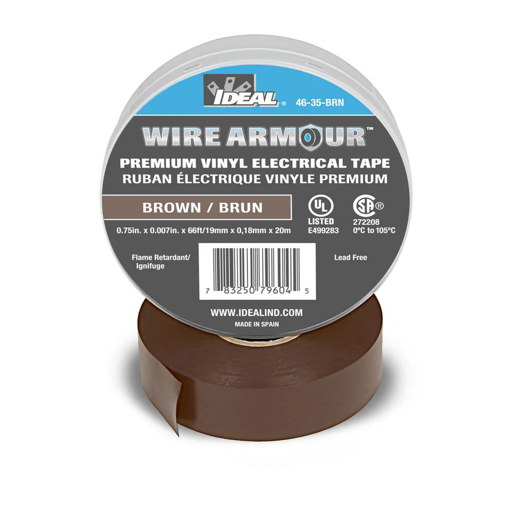 IDEAL Industries 46-35-BRN Wire Armour Color Coding Electrical Tape, 7 Mil, Brown - Moutools