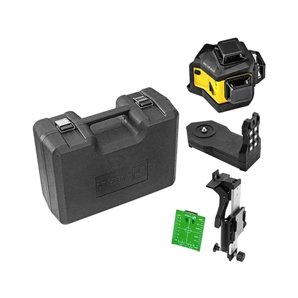 Stabila 03410 LAX 600 G 3 Plane/360 Degree Green Beam Laser 5-Piece Kit - Moutools