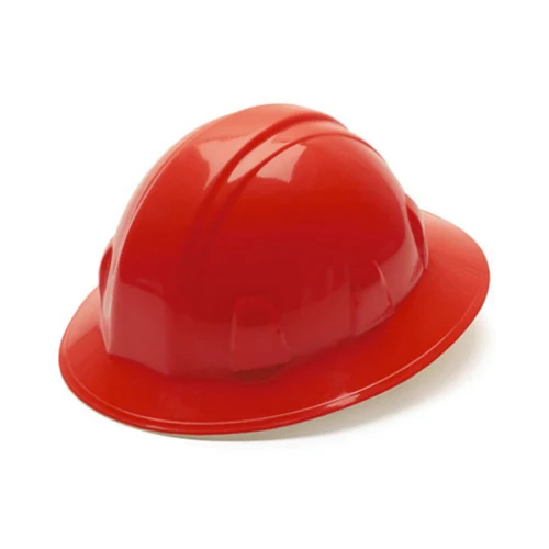 Pyramex HP24120 Full Brim Hard Hat 4 Point Ratchet Suspension - Red - Moutools