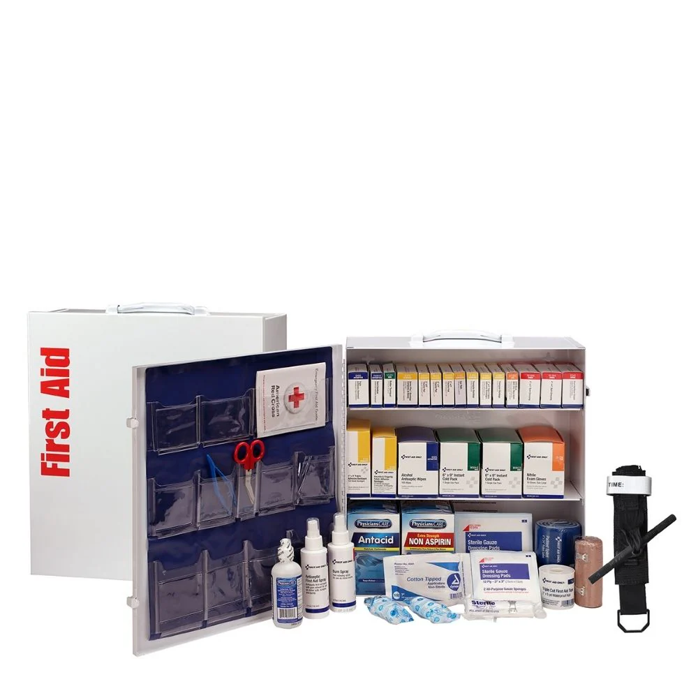 First Aid Only 91340 3 Shelf First Aid 2021 ANSI B+ Metal Cabinet, with Meds - Moutools