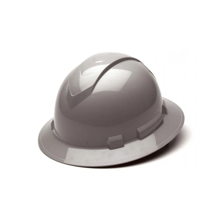 Pyramex HP54112 Gray-Ridgeline Hard Hat, Full Brim 4 Pt Ratchet Suspension - Moutools