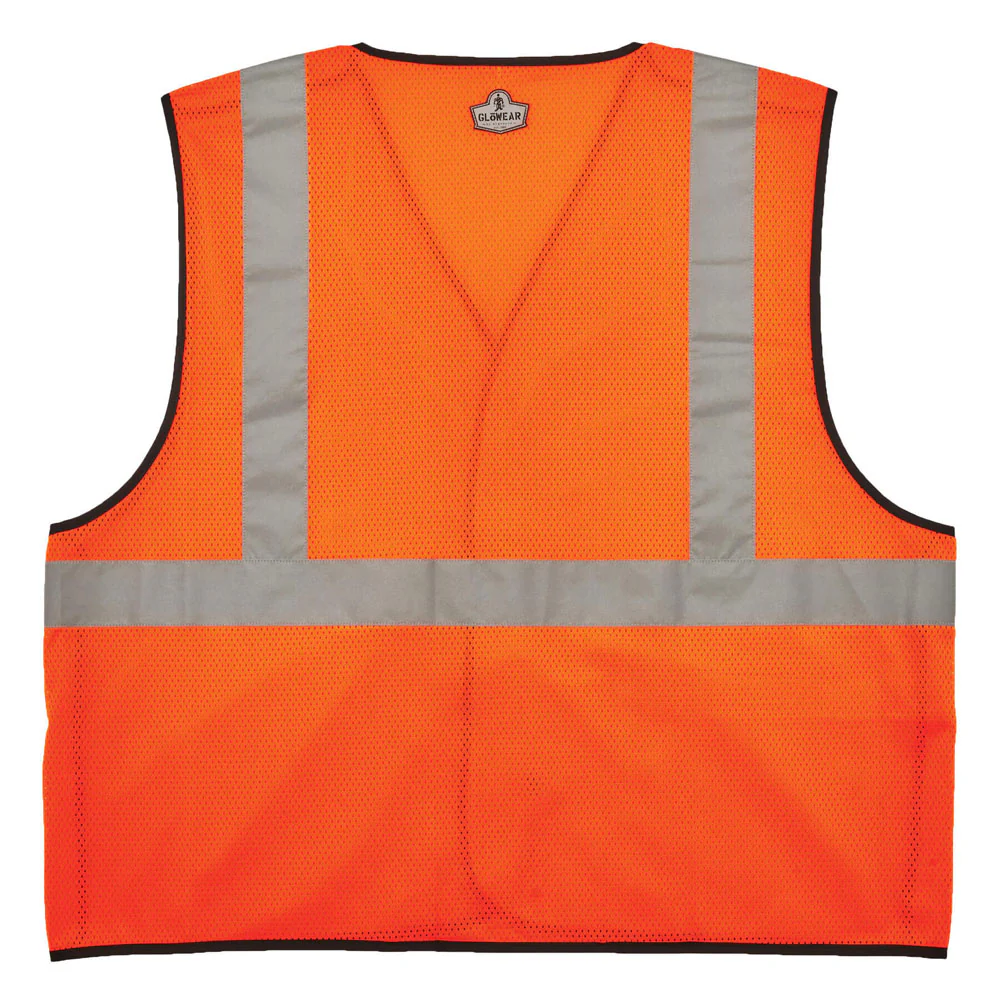 Ergodyne 21089 GloWear 8216BA Type R Class 2 Breakaway Mesh Vest ID Badge Holder, 4XL/5XL HV Orange - Moutools