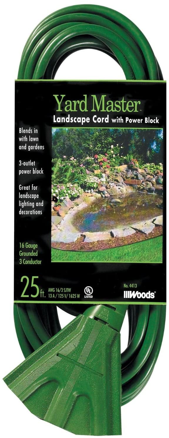 Woods 984413 25-Foot Extension Cord with 3-Outlet Block, Weatherproof Flexible Jacket,13 AMP, 1 - Moutools