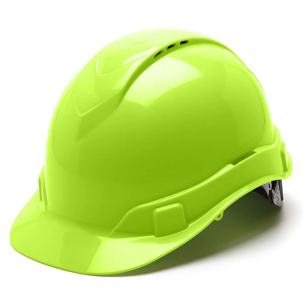 Pyramex HP44131V Ridgeline Vented Cap Hard Hat 4 Pt Ratchet Suspension Hi Vis Green - Moutools