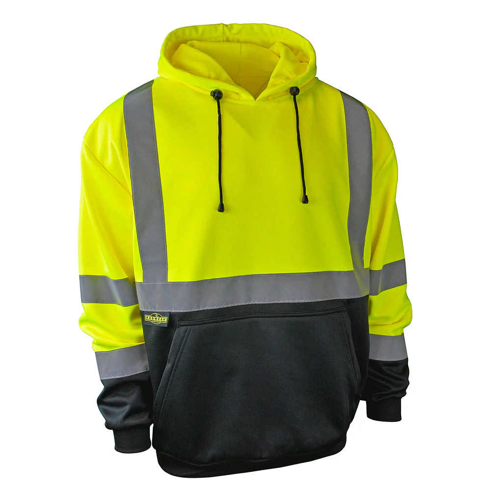 Radians SJ02B-3PGS-2X Hi Viz Class 3 Color Blocked Hooded Sweatshirt, Green, 2X - Moutools