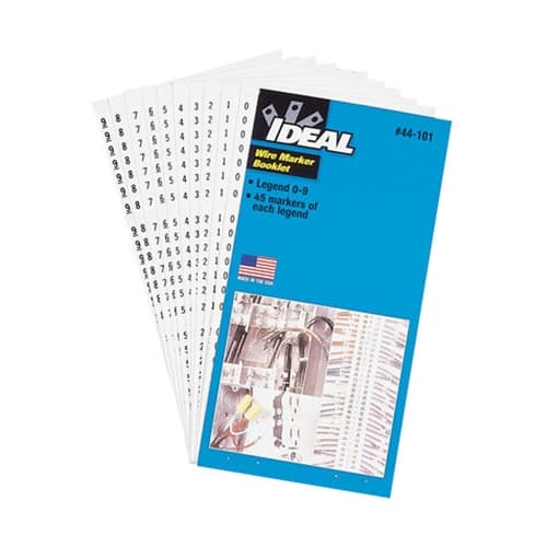 IDEAL 44-101 Wire Marker Booklet Legend: 0-9 (45 each) - Moutools