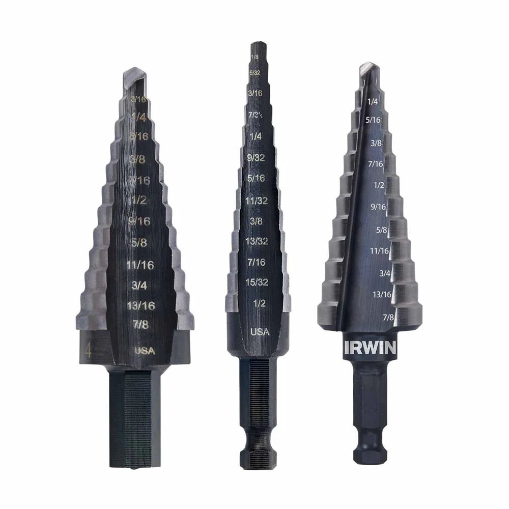 Irwin IWAS15504DF Unibit 3-Piece Set Step Drill Bit Set (3/16