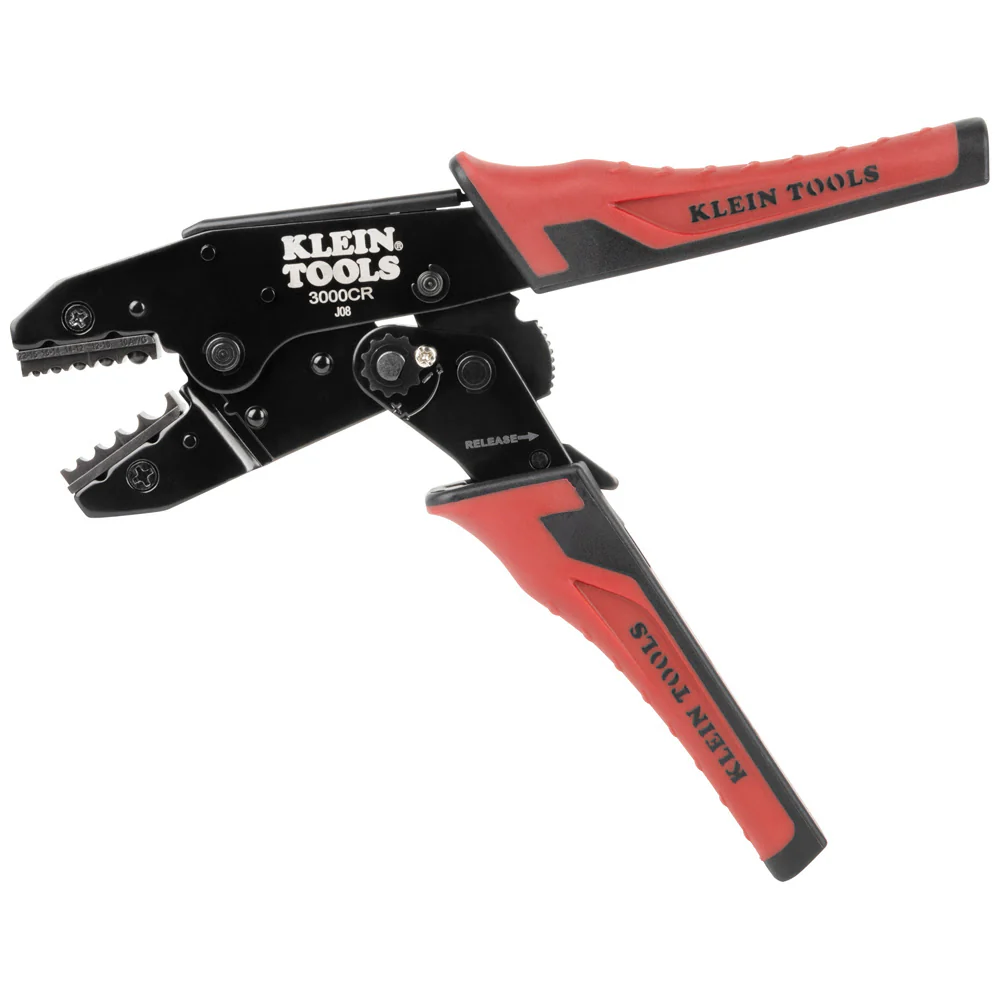 Klein 3006CR Ratcheting Non-Insulated Terminal Crimper, 10 to 22 AWG Wire - Moutools