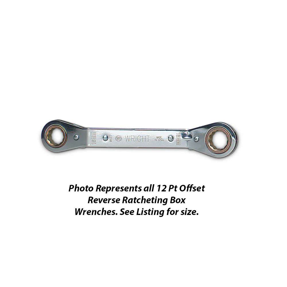 Wright Tool 9437 Offset Reverse Ratcheting Box Wrench 12 Point  - 16mm x 18mm - Moutools