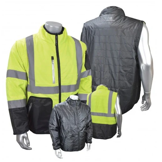 Radians SJ510-3ZGS-4X 4XL Green/Grey Quilted Reversible Jacket w/ Zip-Off Sleeves - Moutools