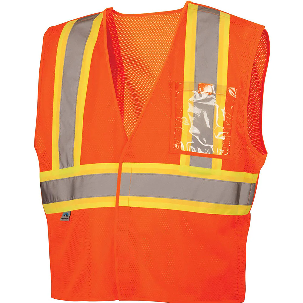 Pyramex RVHL2720BRM Safety Vest - Hi-Vis Orange with 5 Point Break - Size Medium - Moutools