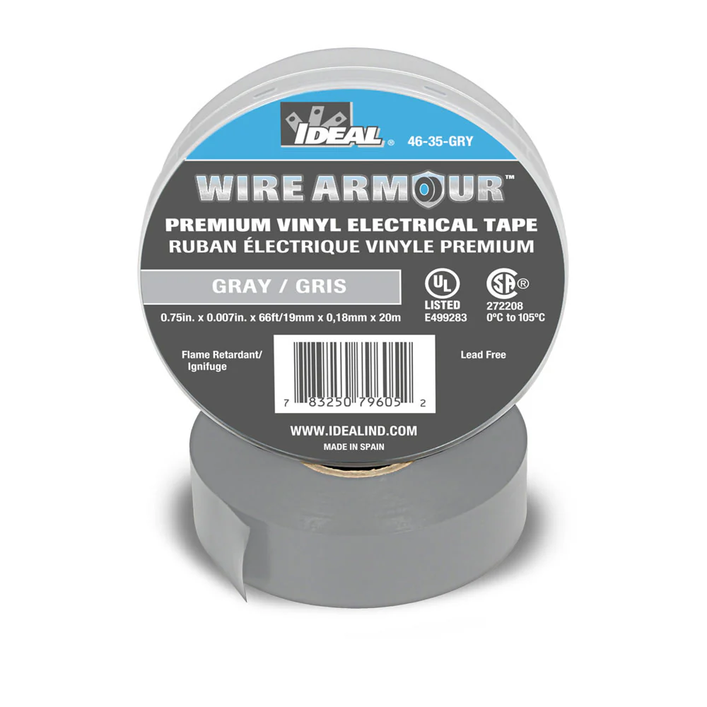 IDEAL Industries 46-35-GRY Wire Armour Color Coding Electrical Tape, 7 Mil, Gray - Moutools