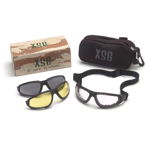 Pyramex GB4010KIT XSG Interchangeable Ballistic Rated Lens Kit - Clear, Gray, Amber Ballistic Lenses/Black Frame Safety Goggles - Moutools