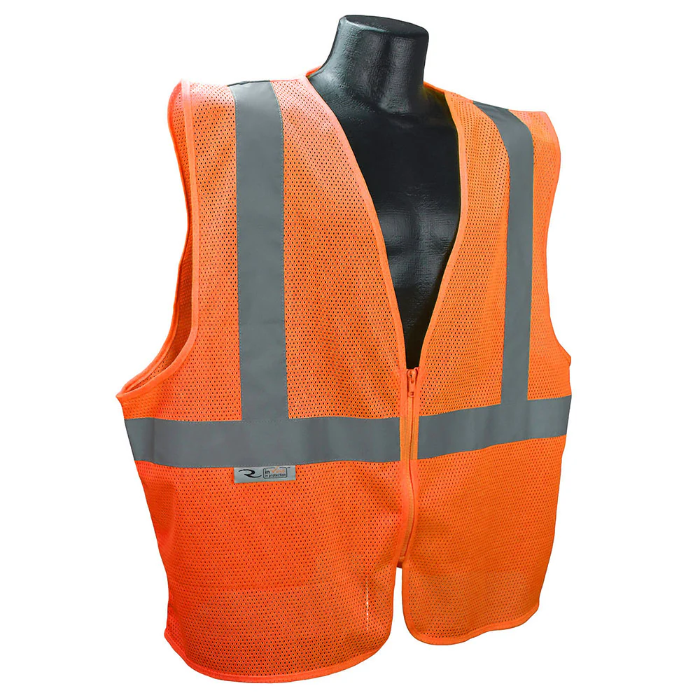 Radians SVE1-2ZOM-S/M Hi Viz Orange Economy Type R Class 2 Safety Vest, Small/Med - Moutools