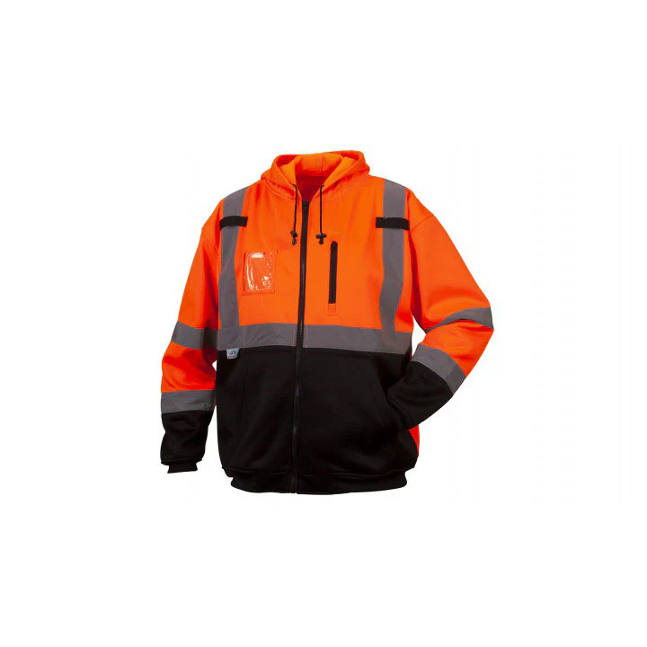 Pyramex RSZH3320X3 Class 3 Premium Zipper Sweatshirt In Orange - 3X Large - Moutools