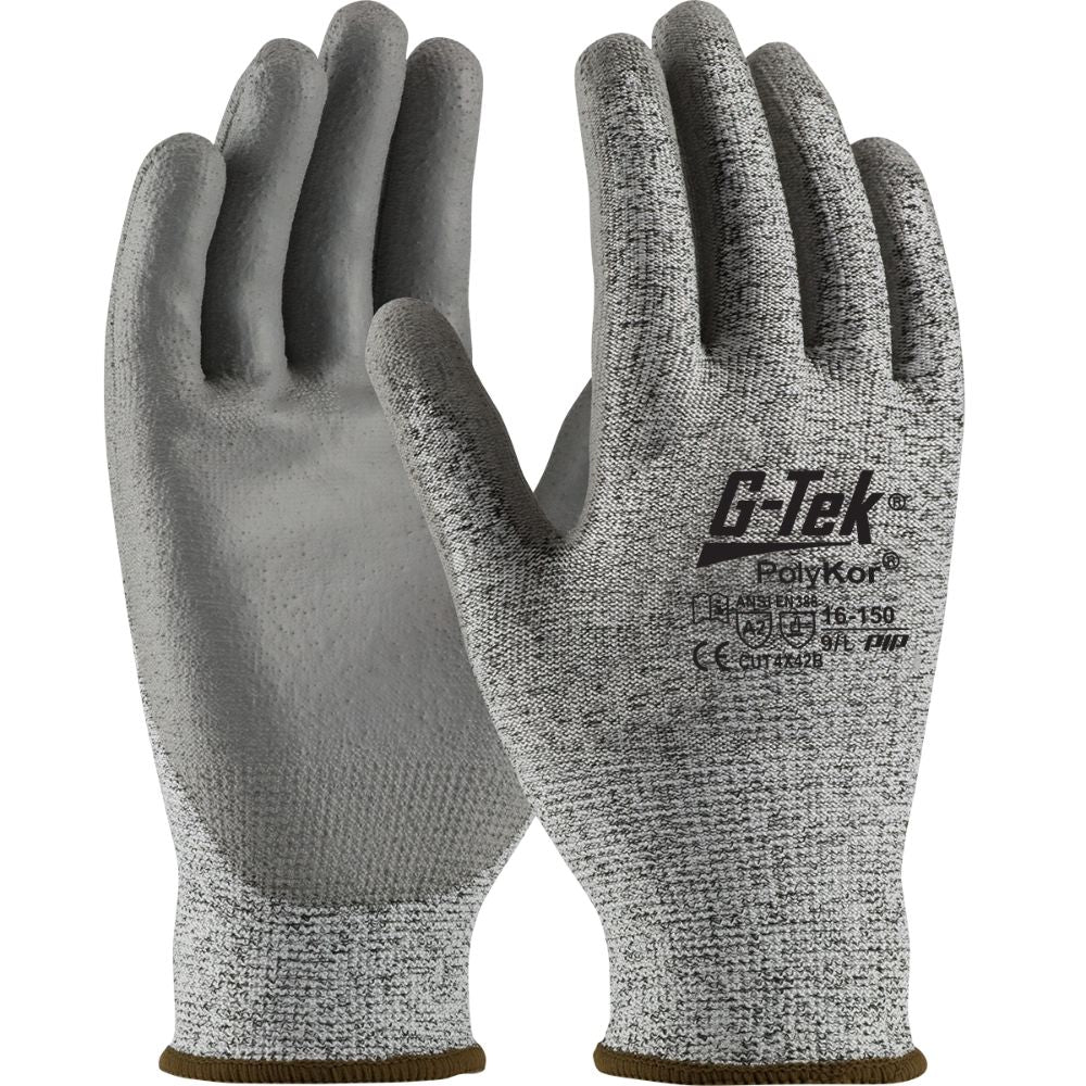 PIP 16-150/XXS G-Tek PolyKor Seamless Knit PolyKor Blended Glove with Polyurethane Coated Flat Grip on Palm & Fingers - XXS - Moutools