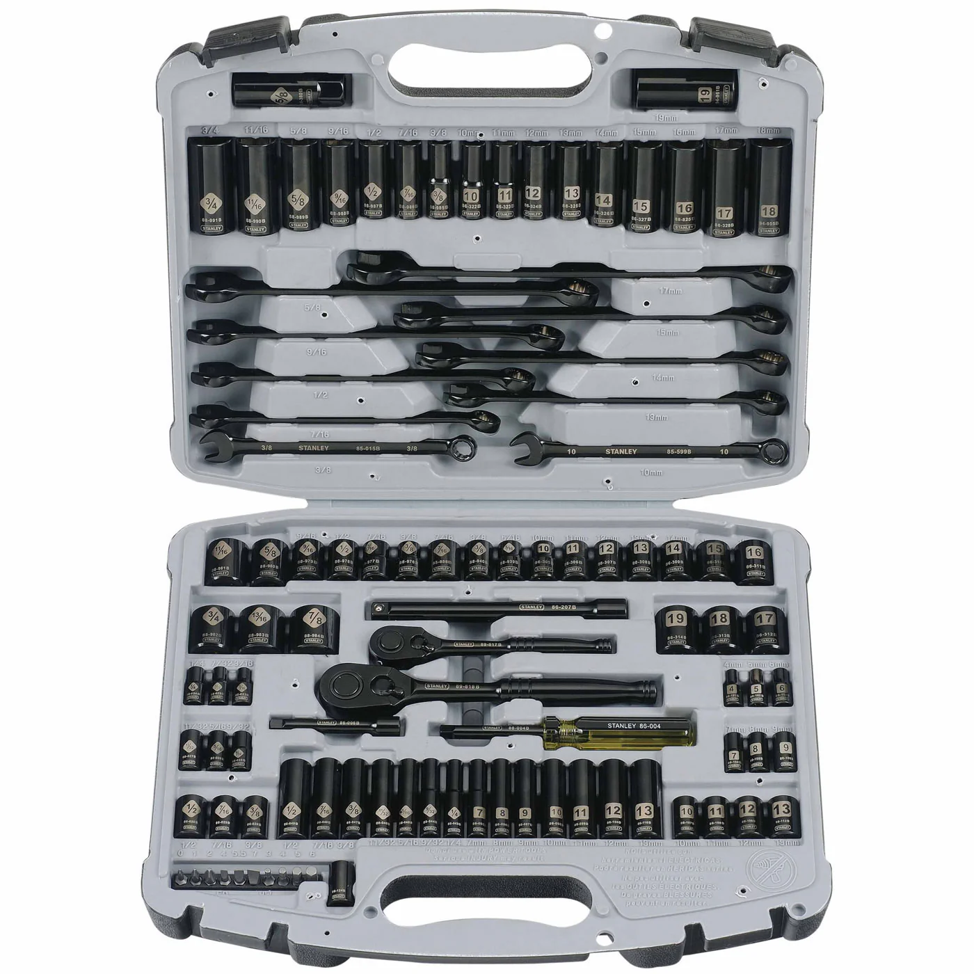 Stanley 92-839 99 Pc Socket Set Black Chrome Laser Etched 1/4