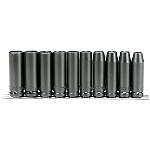Proto J74212 1/2 Drive 10 Pc. Metric Deep Socket Set - 6 Point - Moutools