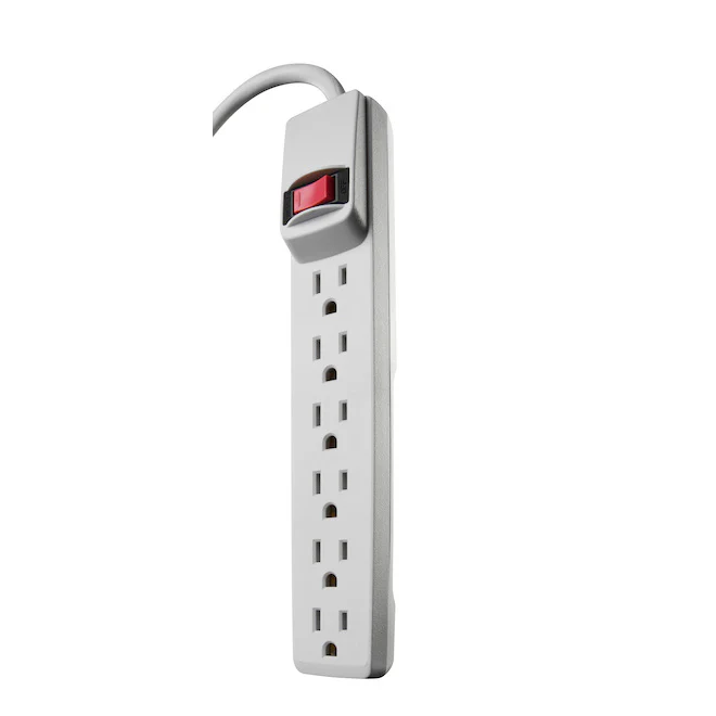 Woods 41435 Power Strip with 6 Outlets, 2.5’ Cord and Durable White Housing - Moutools