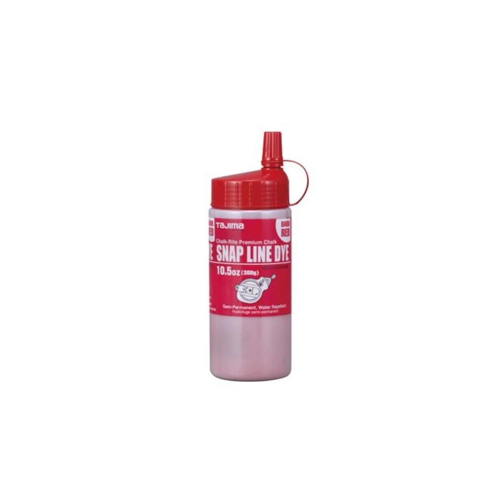 Tajima PLC3-DR300 Snap Line Dye, Permanent Marking Chalk with Easy Fill Nozzle, 300g/10.5 oz., Dark Red - Moutools