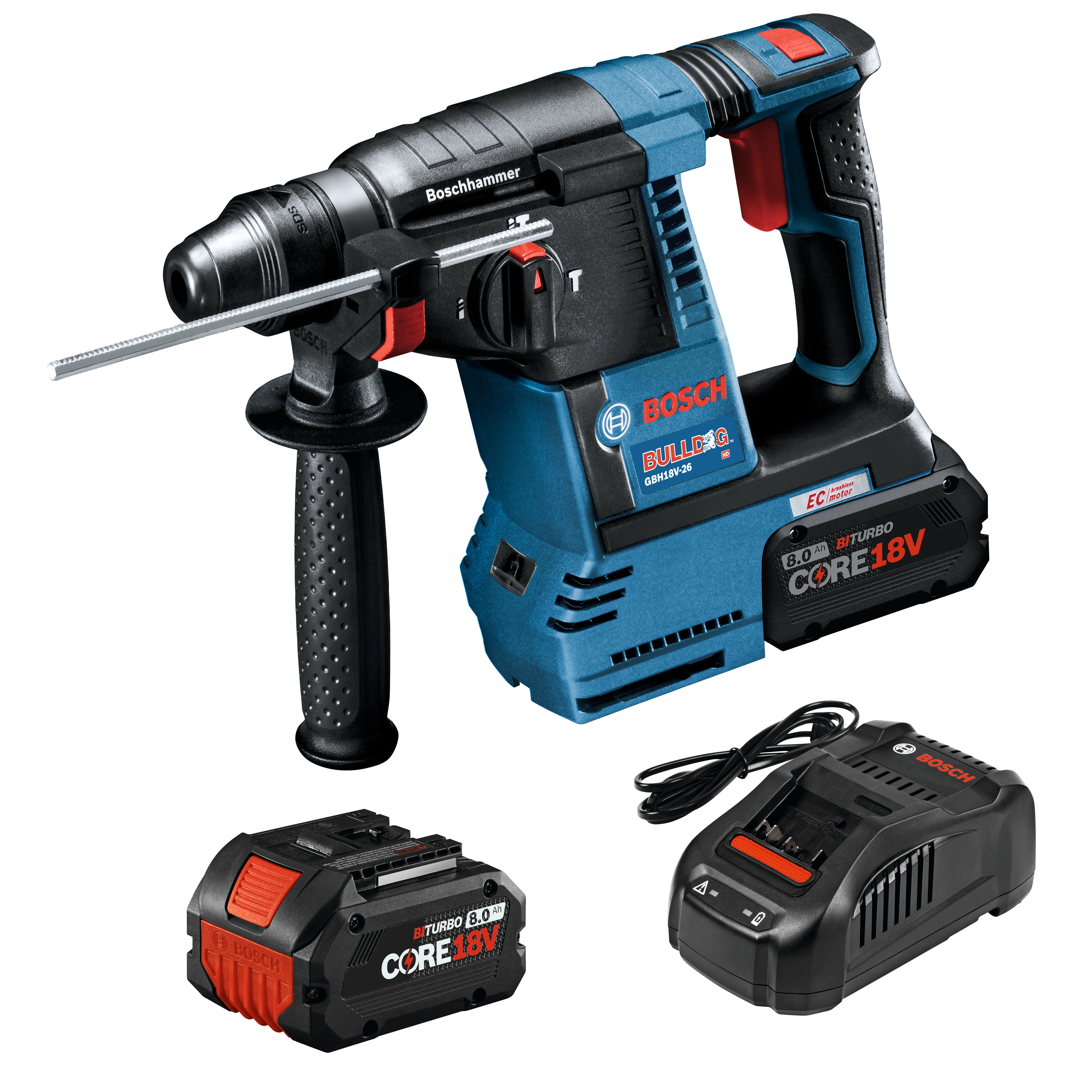 Bosch GBH18V-26K24A 18V Brushless SDS-plus® Bulldog™ 1 In. Rotary Hammer Kit - Moutools