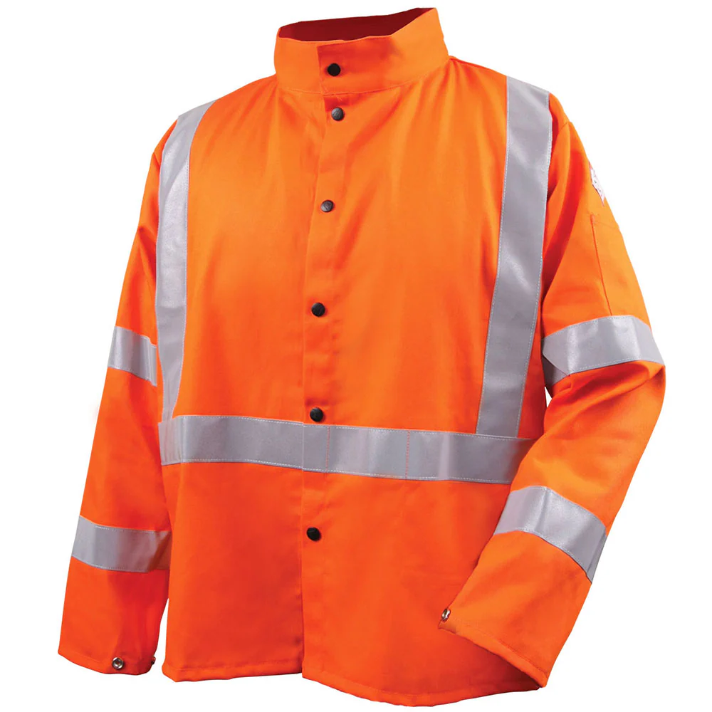 Black Stallion JF1012-OR-3XL Safety Welding Jacket with Flame Resistant Reflective Tape, 3XL - Moutools