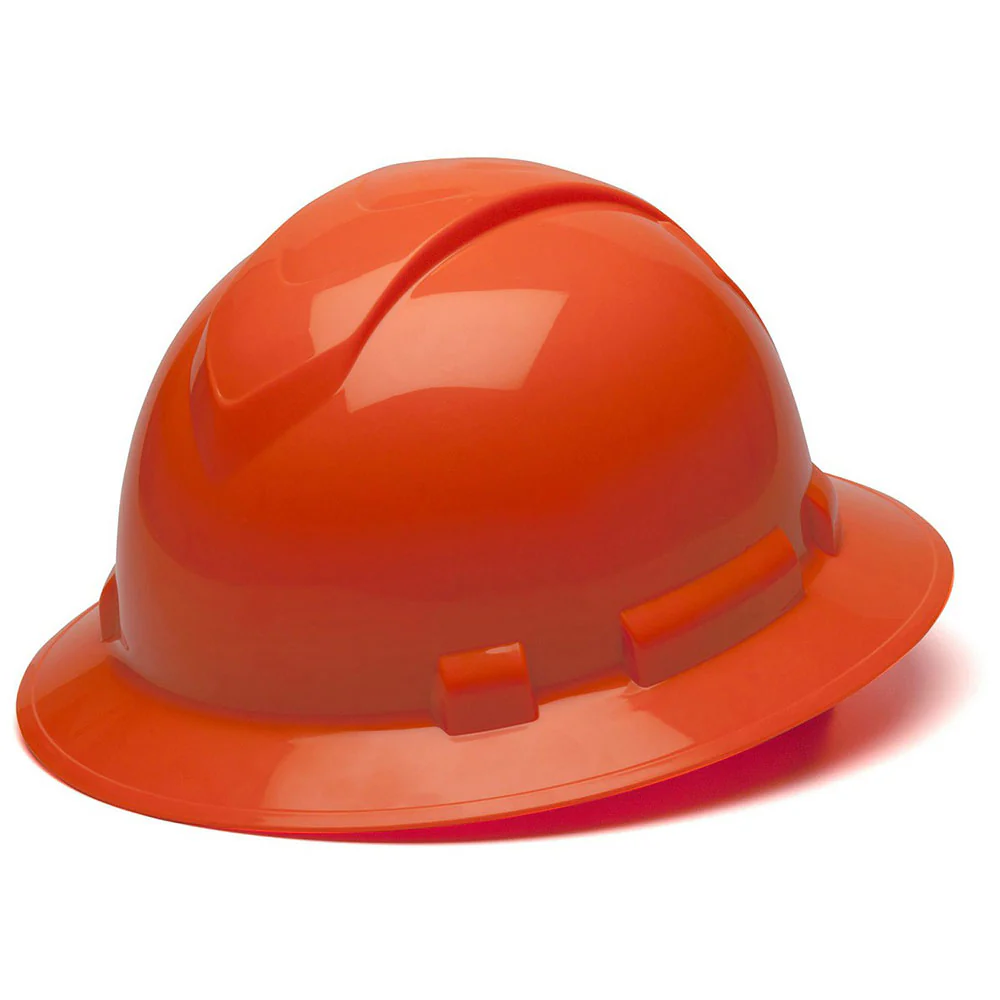 Pyramex HP54141 Hard Hat - HI Vis Orange Full Brim 4 Pt Ratchet Suspension - Moutools