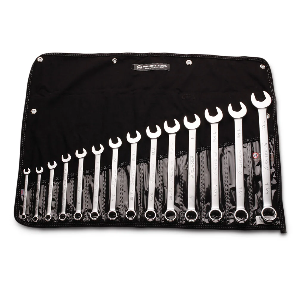 Wright Tool 714 Combination Wrench 14 Piece Set 12 Point Satin 3/8