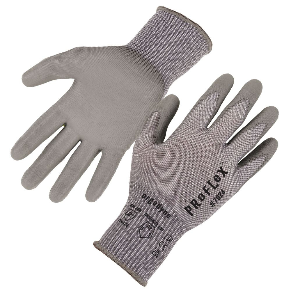 Ergodyne 10402 #7024 1-pair S Gray ANSI A2 PU Coated CR Gloves - Moutools