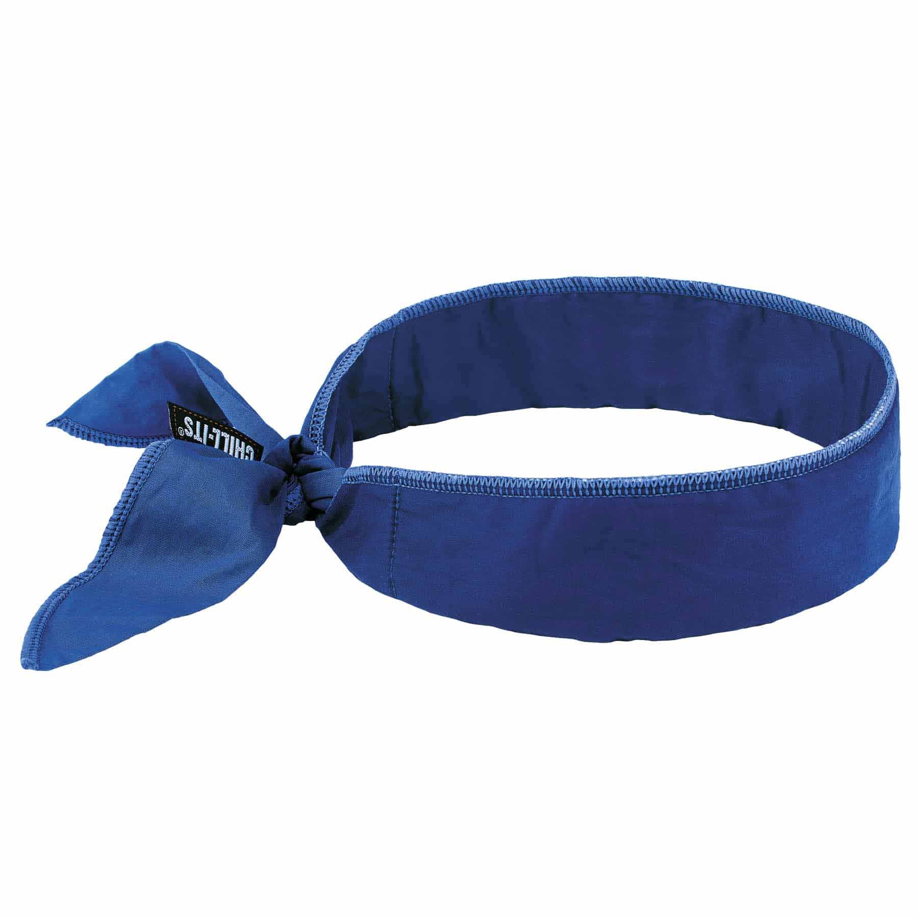 Ergodyne 12399 6702  Solid Blue Cooling Bandana - Embedded Polymers - Tie - Moutools