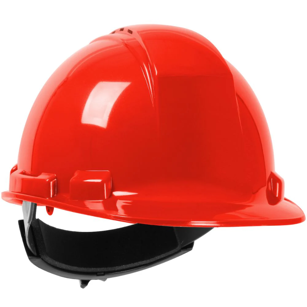 PIP 280-HP241RV-15 Whistler Vented, Cap Style Hard Hat with HDPE Shell, 4-Point Textile Suspension and Wheel Ratchet Adjustment - Red - Moutools