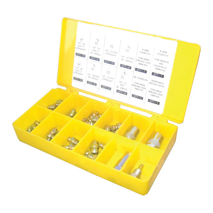 ProLube 43983 60 Piece Metric Grease Fitting Assortment with Couplers - Moutools
