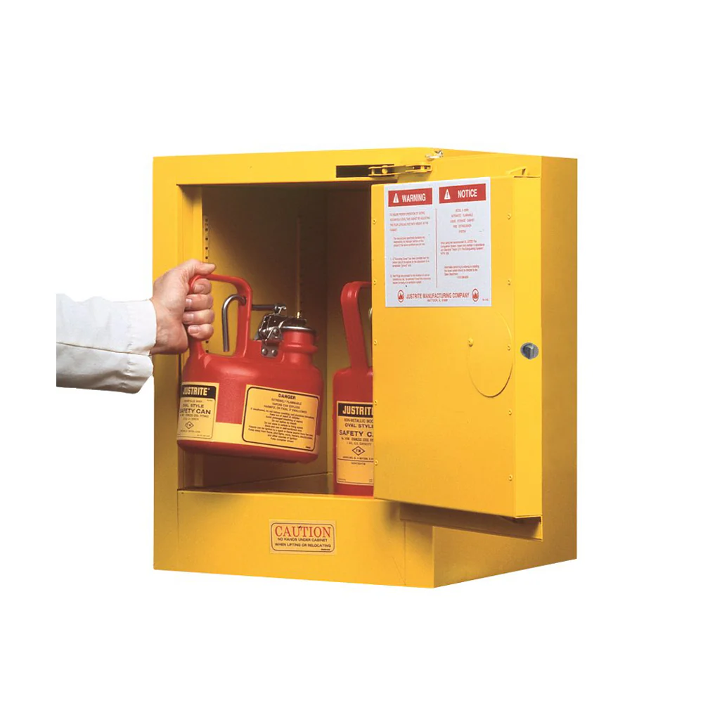 Justrite 890420 4 gal. Cabinet Self Closing Yellow Flammable Countertop - Moutools