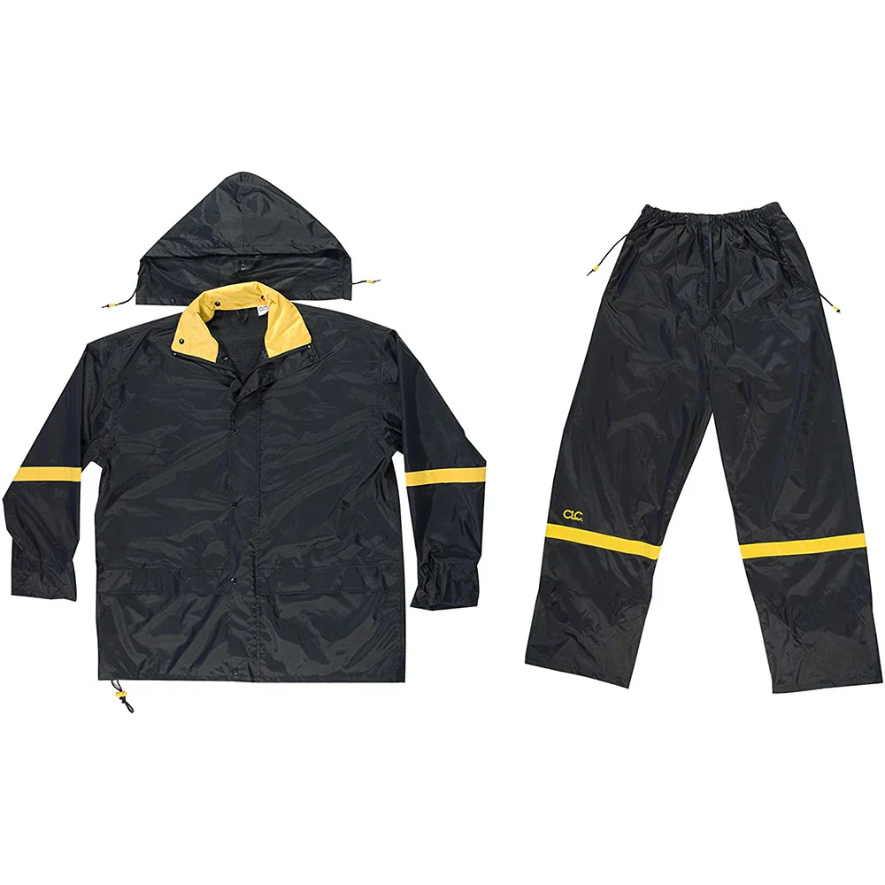 Custom Leather  R103M Black 3 Piece Nylon Rain Suit - Moutools