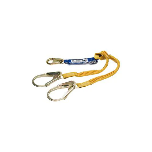 Werner C441200 6' DeCoil Twinleg Lanyard, Elastic Web, Snap & Rebar Hook - Moutools