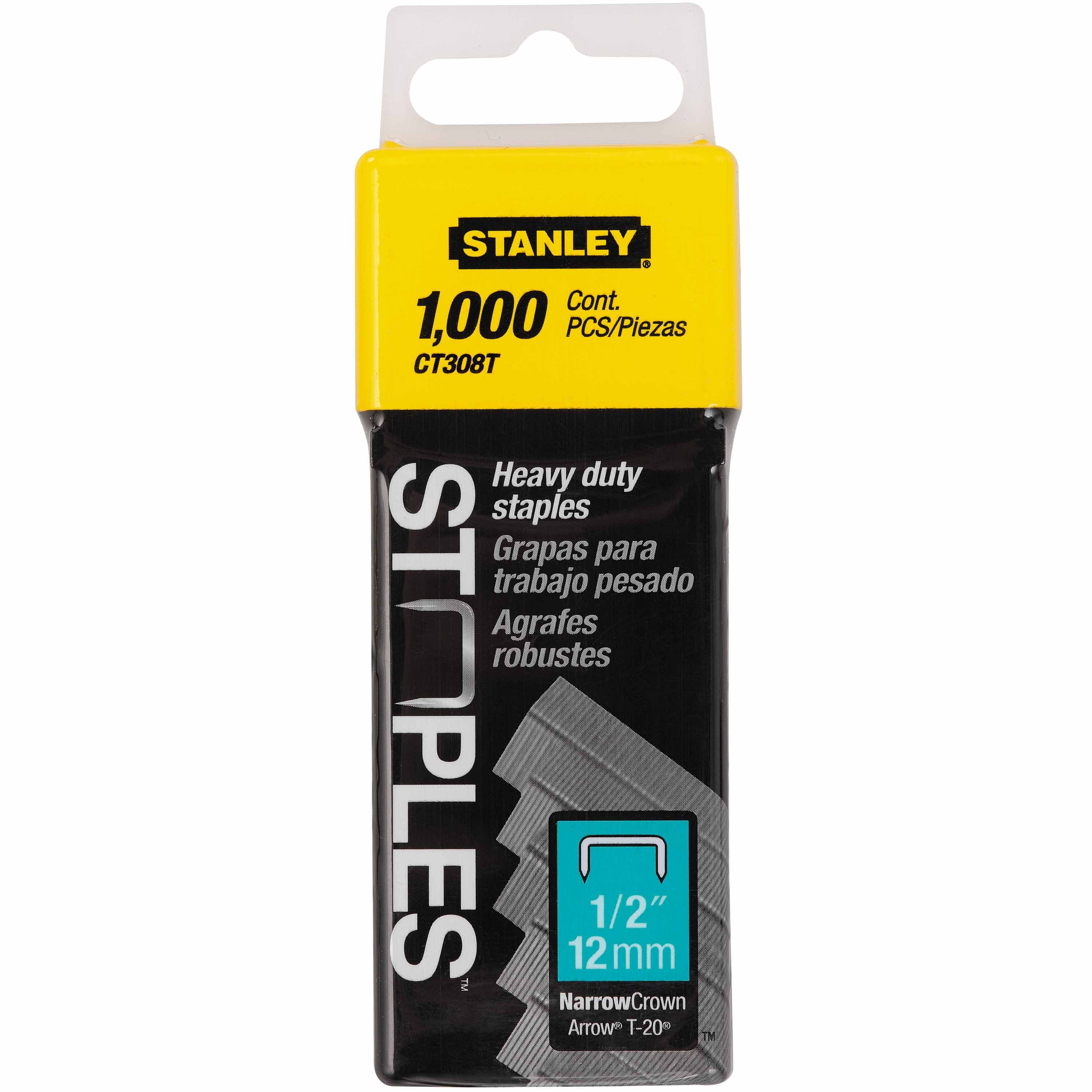 Stanley CT308T Heavy Duty Flat Narrow Crown Staples 1/2
