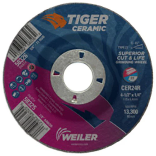 Weiler 58331 GW-7 X 1/4 X 7/8 CER24R T27 Tiger Ceramic Grinding Wheels - Moutools