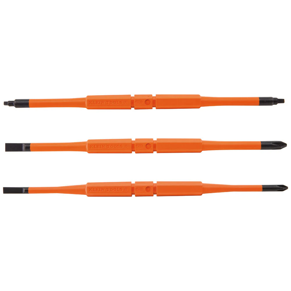 Klein 13157 Screwdriver Blades, Insulated Double-End, 3-Pack - Moutools