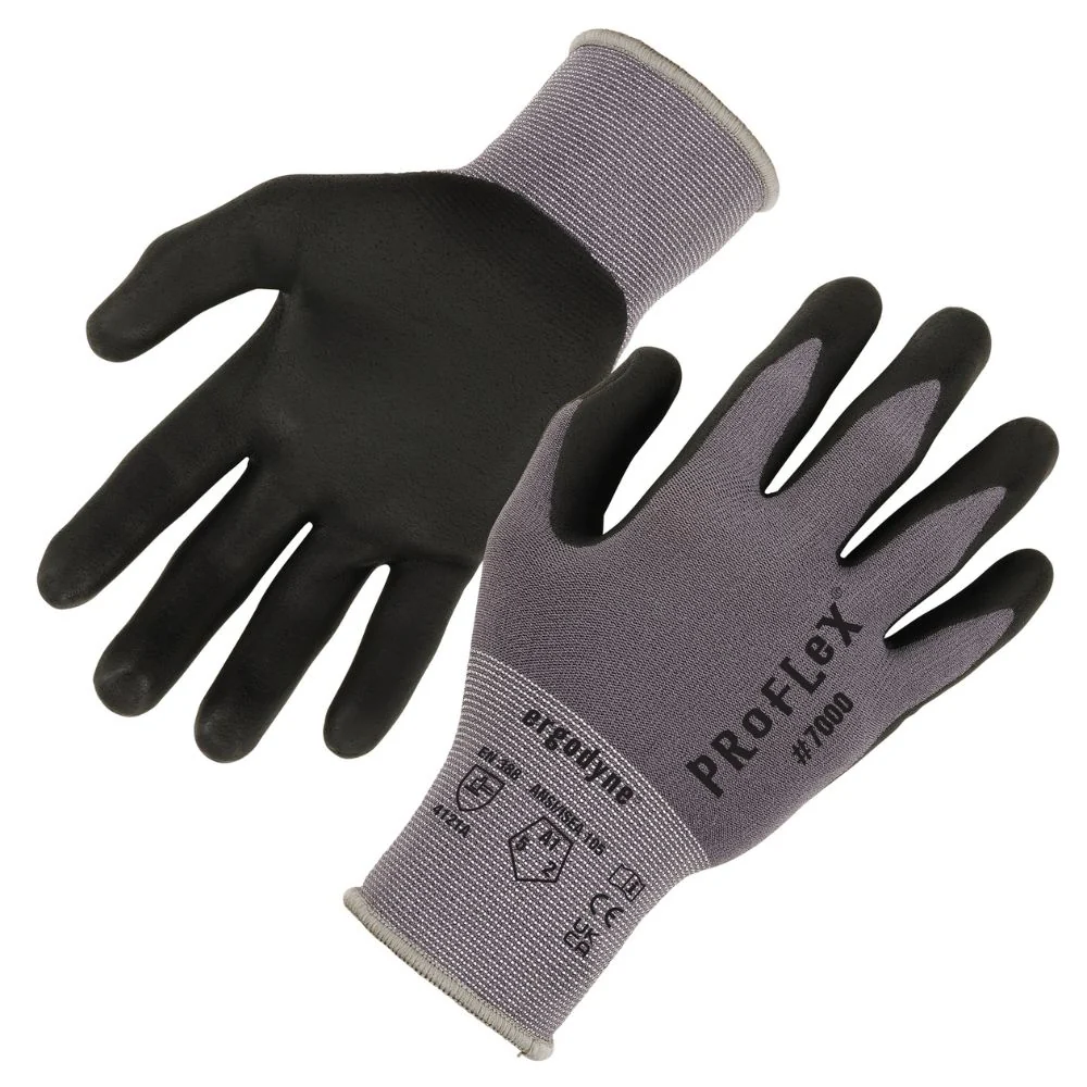 Ergodyne 10375 #7000 1-pair XL Gray Nitrile-Coated Gloves Microfoam Palm - Moutools