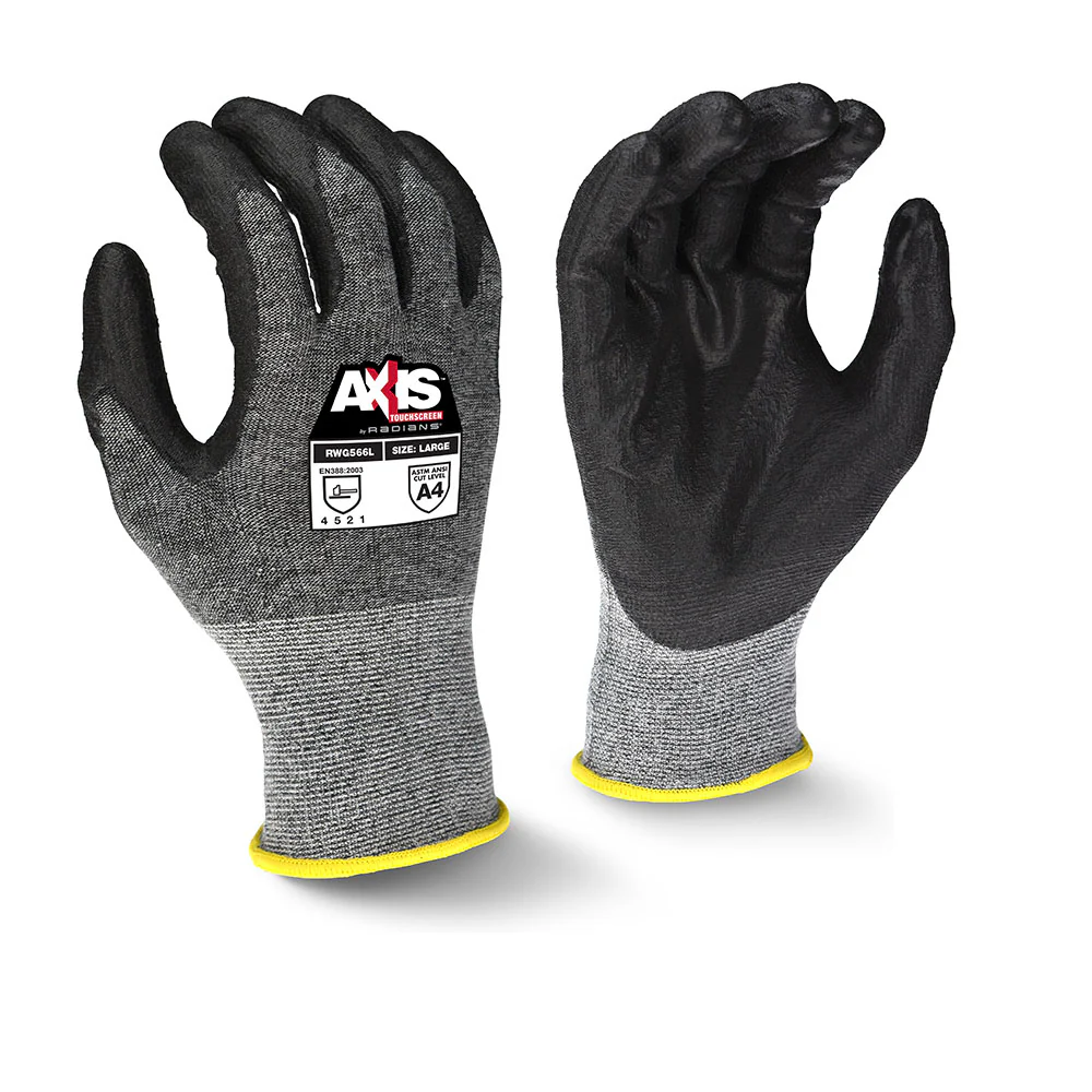 Radians RWG566M AXIS Cut Protection Level A5 Touchscreen Work Glove, Medium - Moutools