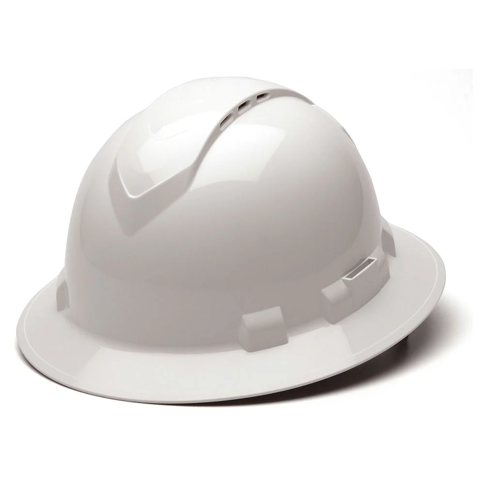 Pyramex HP54110V Ridgeline Full Brim Hard Hat, White, 4-Point Ratchet - Moutools