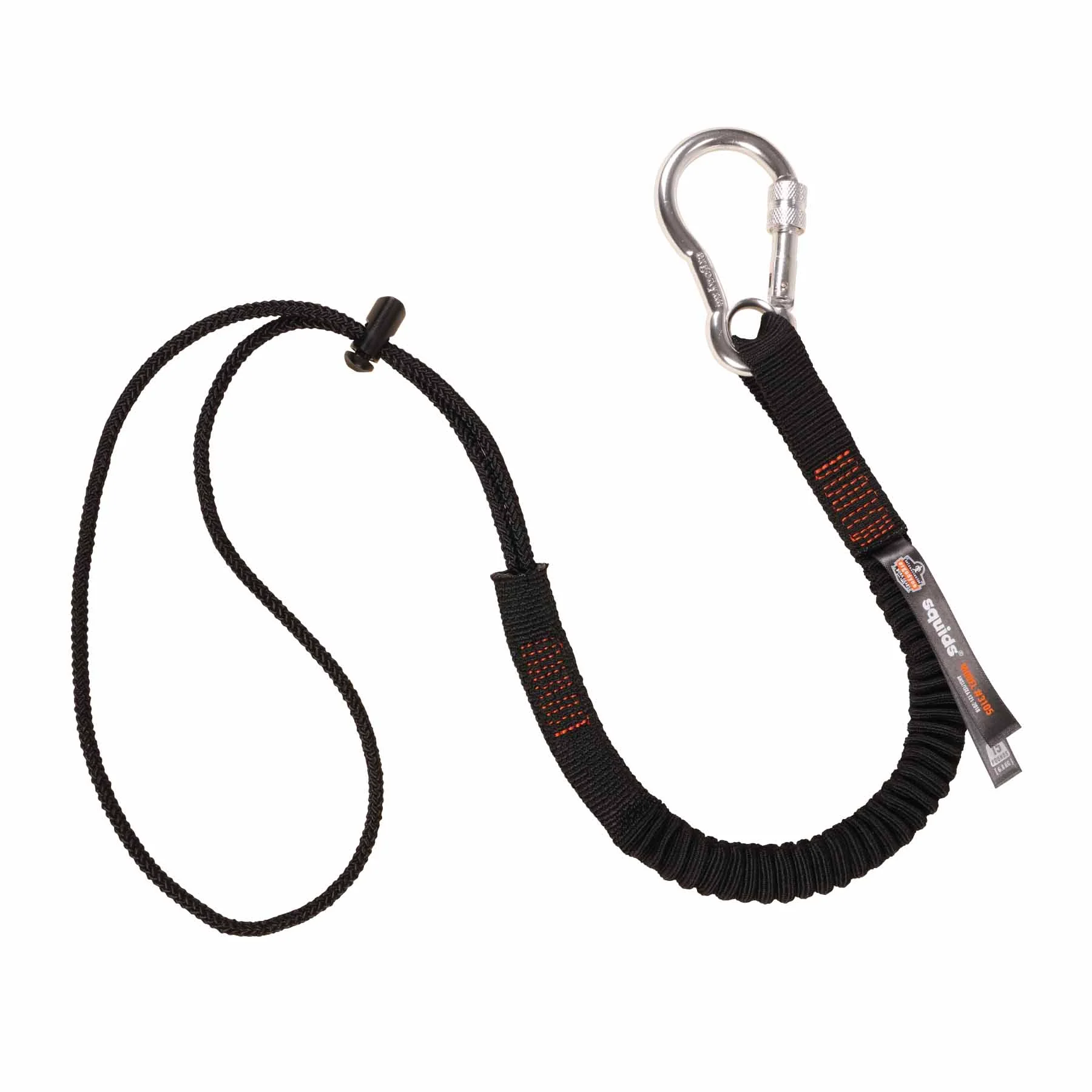 Ergodyne 19005 3105 Standard Black Lanyard - Carabiner + Loop - 15lbs - Moutools