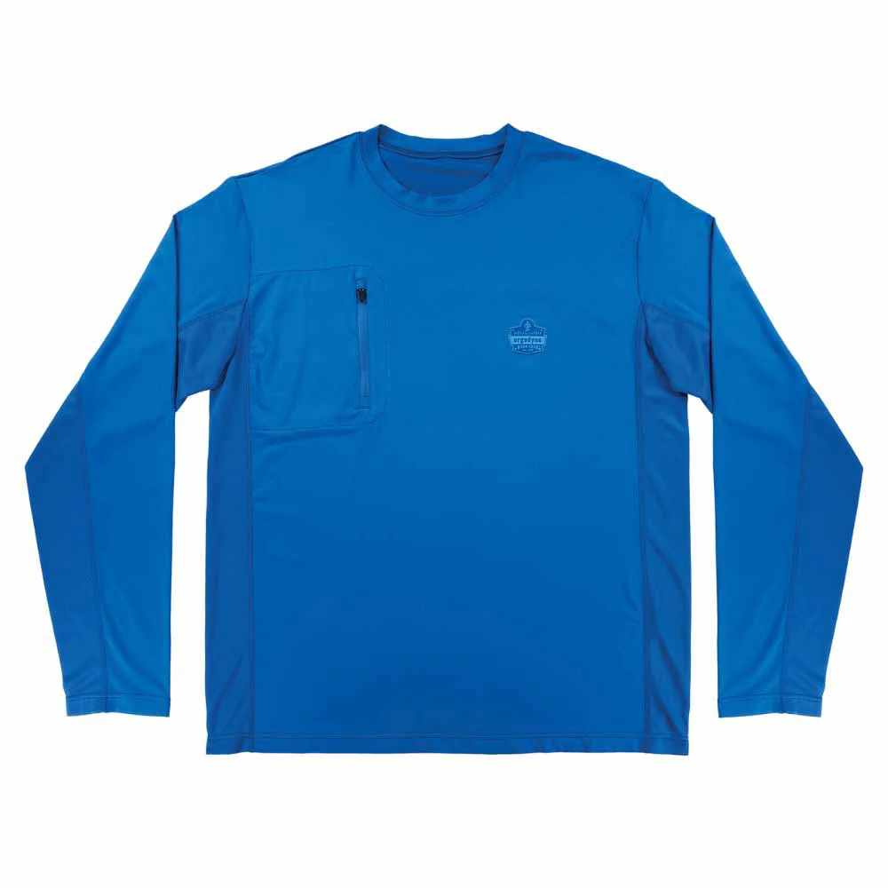 Ergodyne 12154 6689 L Blue Cooling Long Sleeve Sun Shirt with UV Protection - Moutools