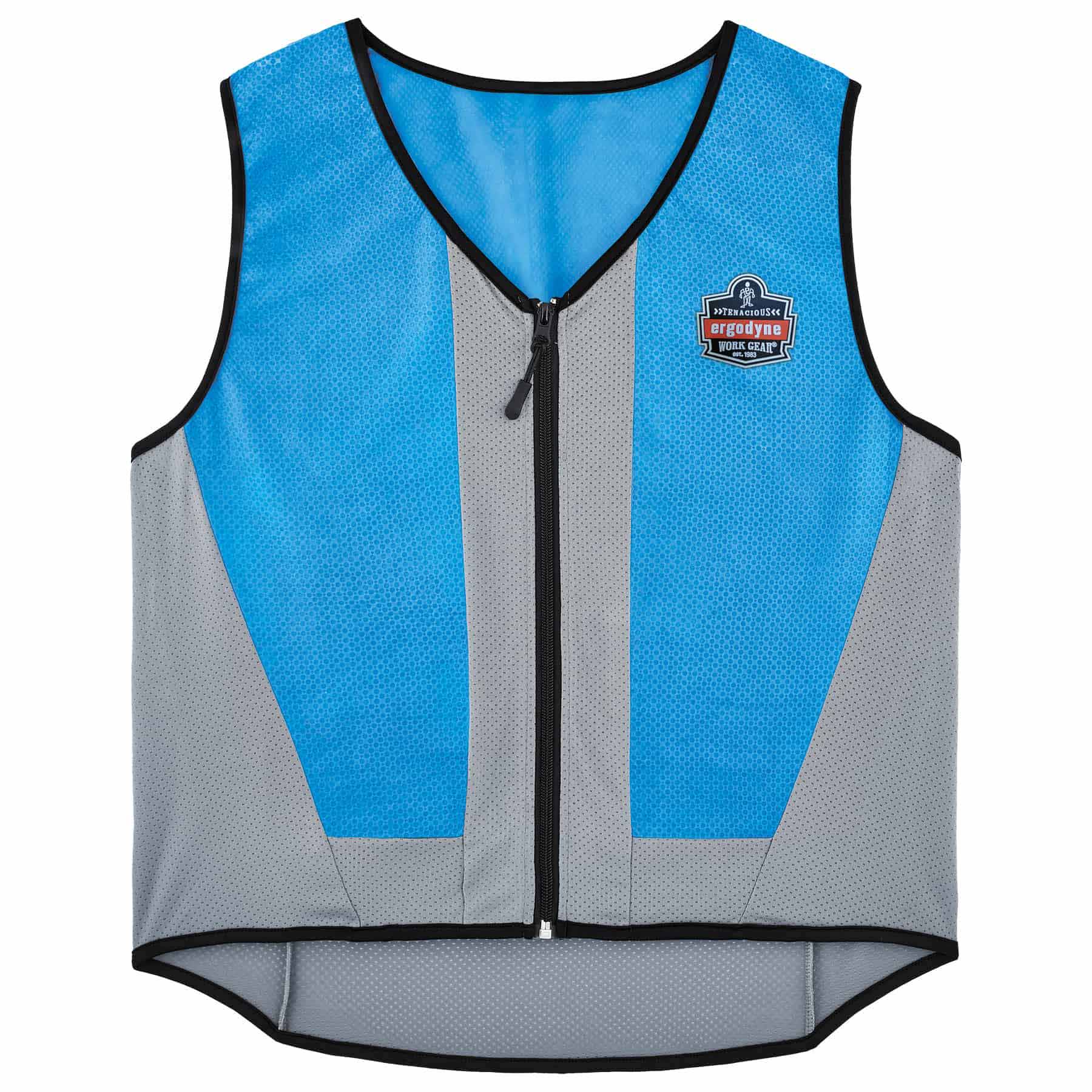 Ergodyne 12694 6667 L Blue Wet Evaporative Cooling Vest - PVA - Zipper - Moutools