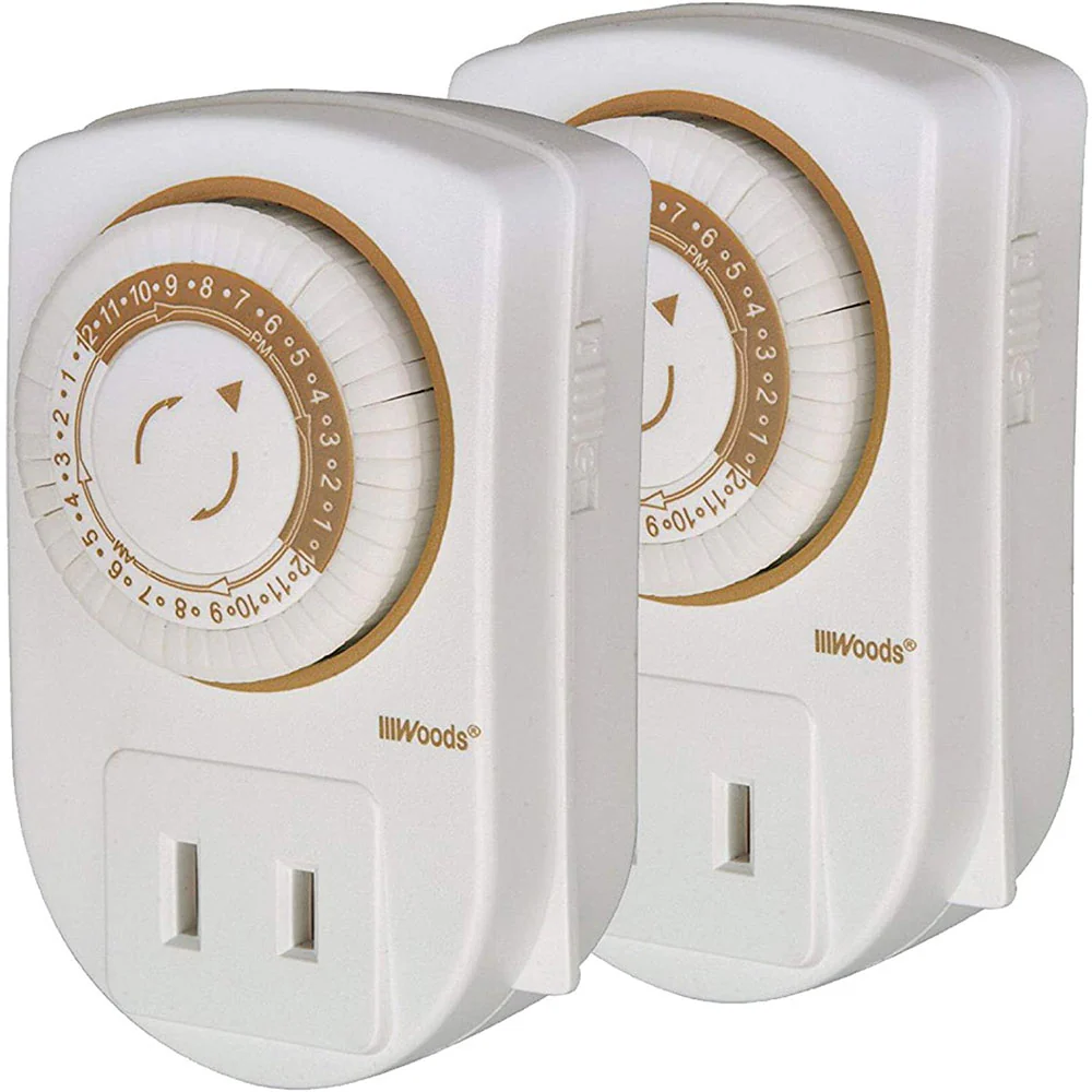 Woods 50006 50006WD Indoor 24-Hour Mechanical Outlet Timer, 30 Minute Intervals,2-Pack,White - Moutools