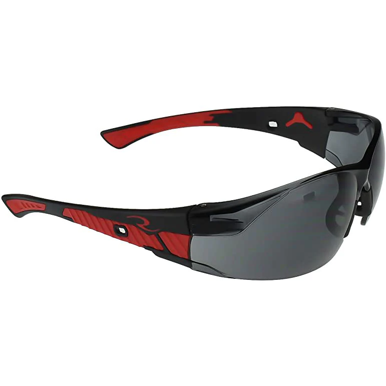 Radians  OBL1-20 Gray Obliterator Safety Glasses, Red/black Frame - Moutools