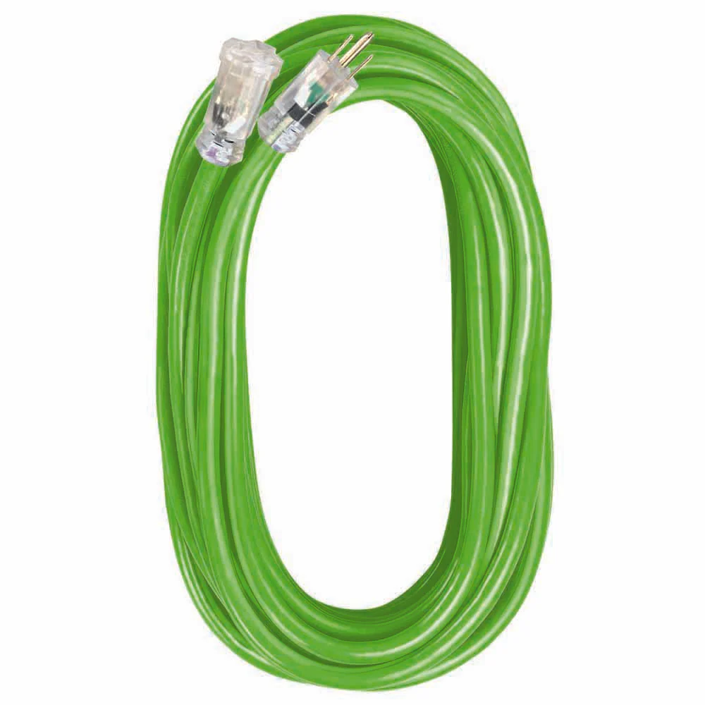 Voltec 05-00116 100FT 12/3 SJTW 300V Fluorescent Green/Black Extension Cord - Moutools