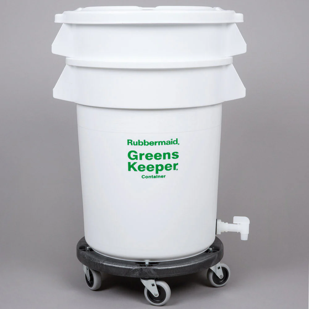 Rubbermaid FG262400WHT GreensKeeper® Container, with Lid and Dolly - Moutools