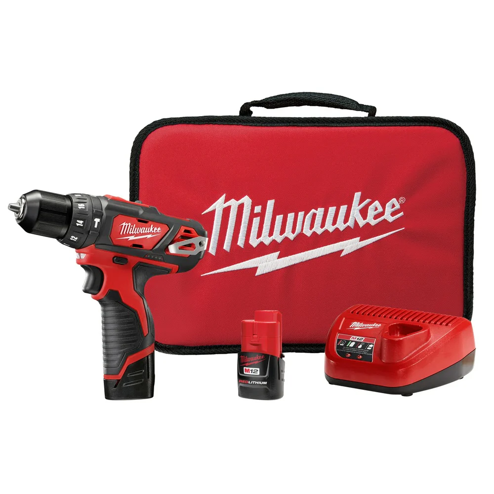 Milwaukee 2408-22 M12 3/8” Hmr Drill/Driver Kit - Moutools